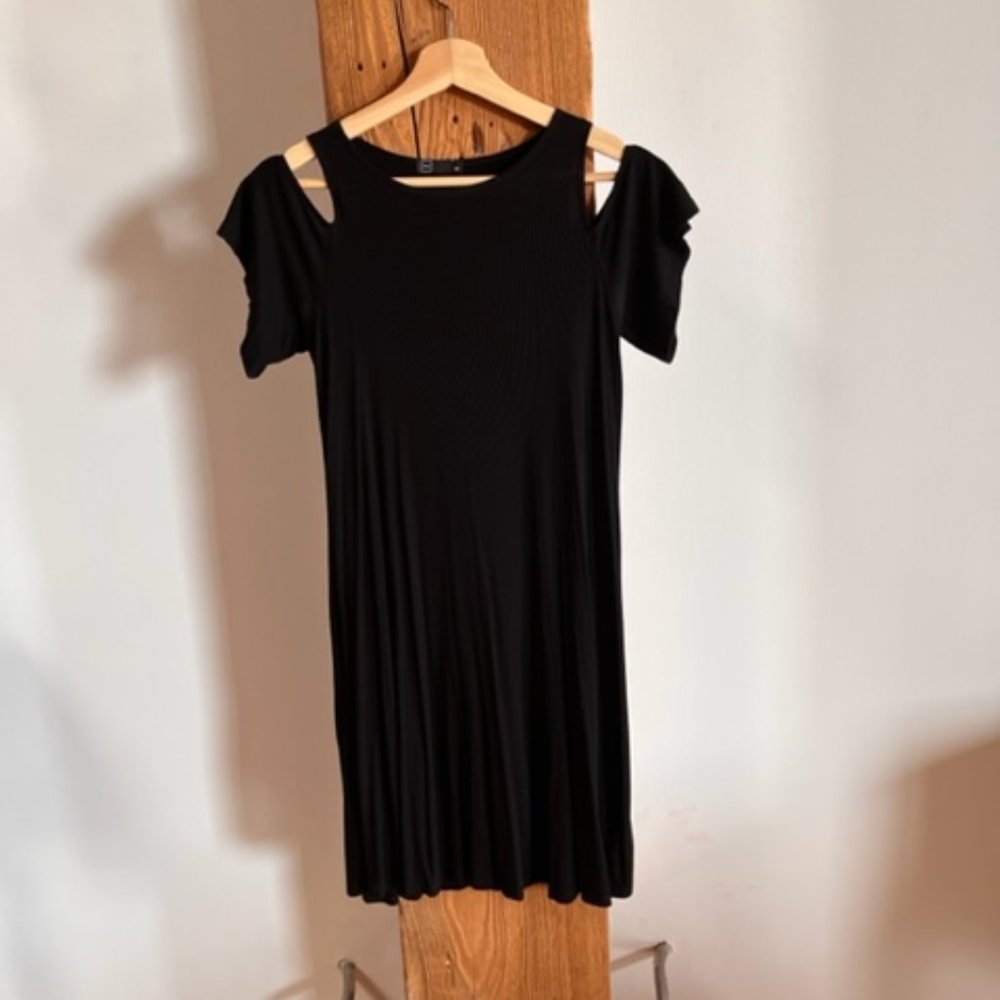 Michelle by Comune Cold Shoulder Black Dress Ribbed XS
